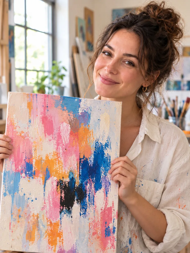 A creator working at a canvas.